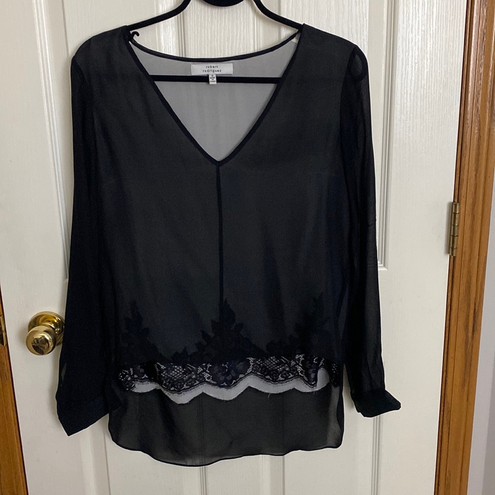 Robert Rodriguez silk lace blouse